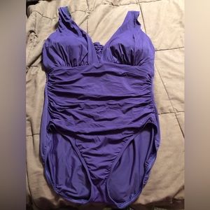 Womens’ Lands’ End one piece swimsuit, purple, size 14DDD